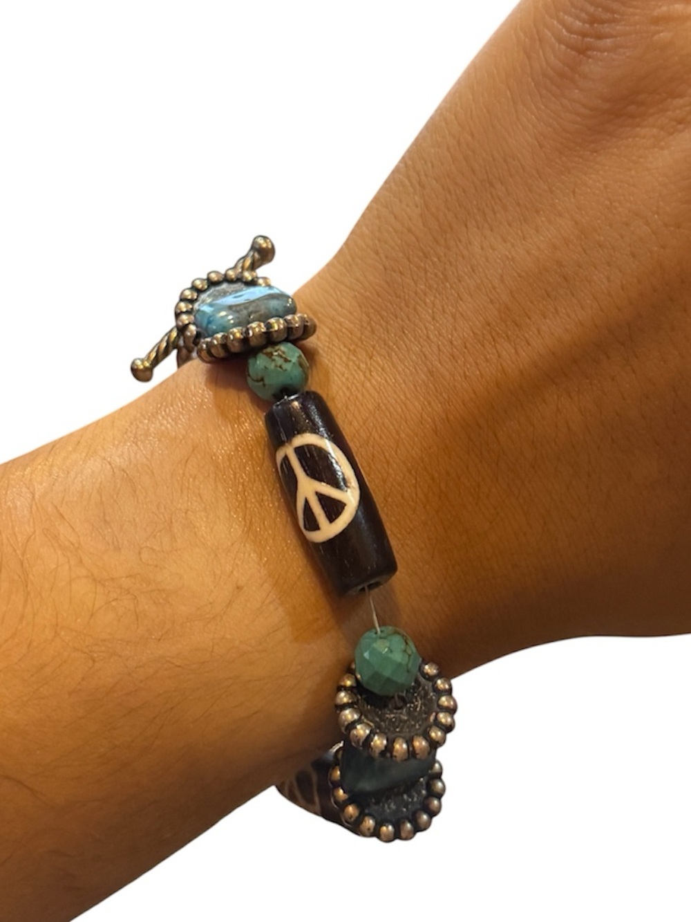 Hawaiin Peace Sign Handmade Turquoise Bracelet